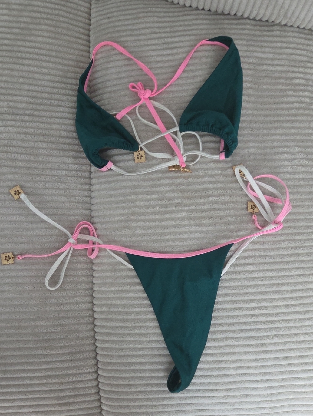 Kulani Kinis Green Swumsuit Set With Bright Colored Outlines